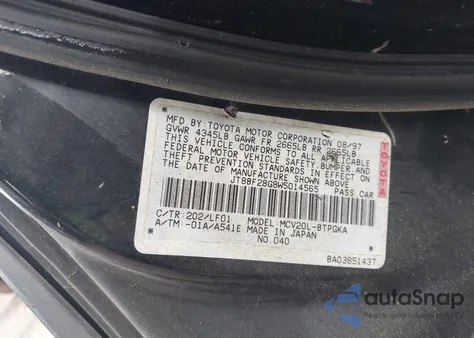 1998 Lexus Es 300 из США, поврежденный, VIN JT8BF28G8W5014565